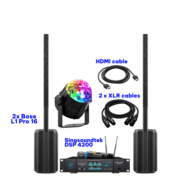 Bose L1 Pro 16 (Pair) + SingsoundTek DSP-4200 Professional Complete Karaoke System
