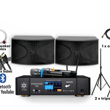 Hệ thống Karaoke hoàn chỉnh Bluetooth Iphone Ipad Youtube Professional DB2000 + CS 612 Hệ thống cặp Khuyến mại đặc biệt