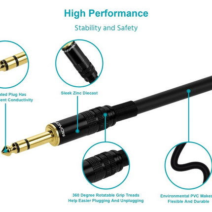 Premier Series XLR Female to 1/4in TRS Male Cable, 16AWG (Gold Plated)