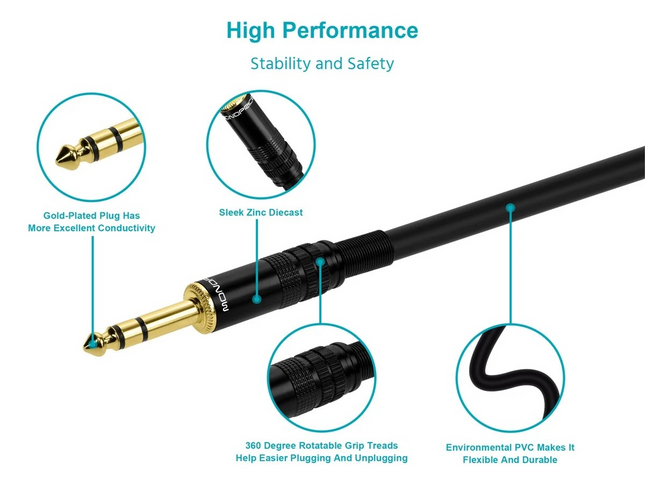 Premier Series XLR Female to 1/4in TRS Male Cable, 16AWG (Gold Plated)